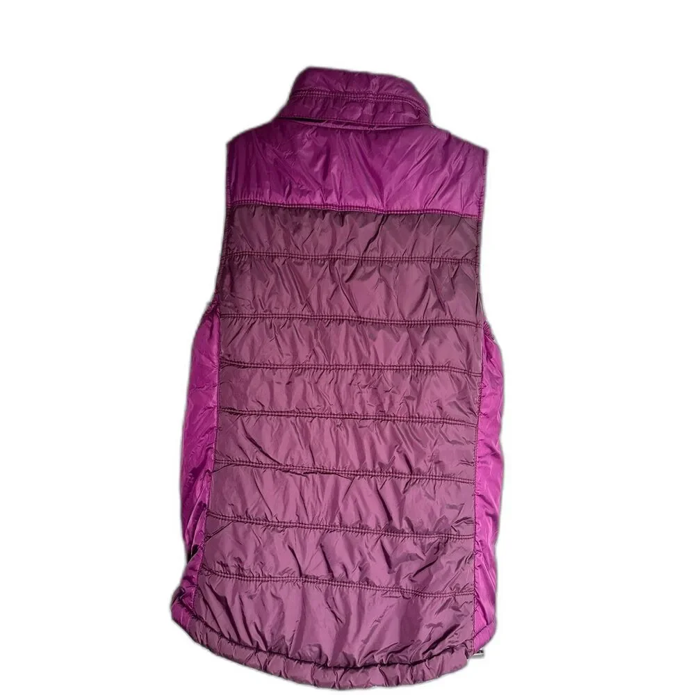 American Eagle Womens Vest Puffer Quilted Full Zip Snaps Lined Pockets Purple M